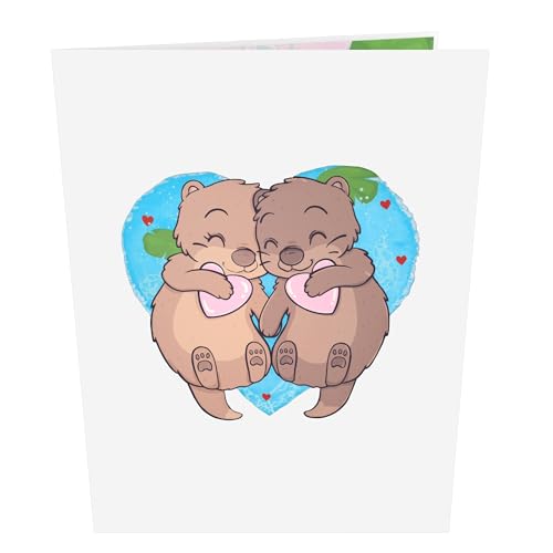 MOKIO® Biglietto Auguri Pop-Up - Lontre innamorate...