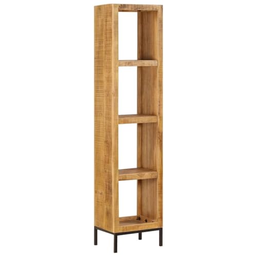 vidaXL Mangoholz Massiv Bücherregal mit 4 Fächern Standregal Aktenregal Raumteiler Wandregal Regal Raumtrenner Holzregal Büroregal 40x30x175cm