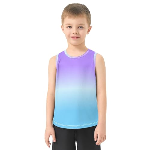J JOYSAY Gradient Sky Blue Boys Tank Top Sleeveless Muscle Shirts Quick Dry Workout Sport Active Kids T-Shirts 3-15T2