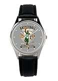 KIESENBERG Armbanduhr Basketball Geschenk Artikel Idee Fan Damen Herren Unisex Analog Quartz Lederarmband Uhr 36mm Durchmesser B-21243