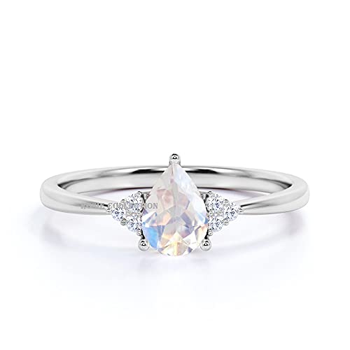 925 Sterling Silver Pear Shaped Gemstone Engagement Promise Ring For Women Gifts For Her