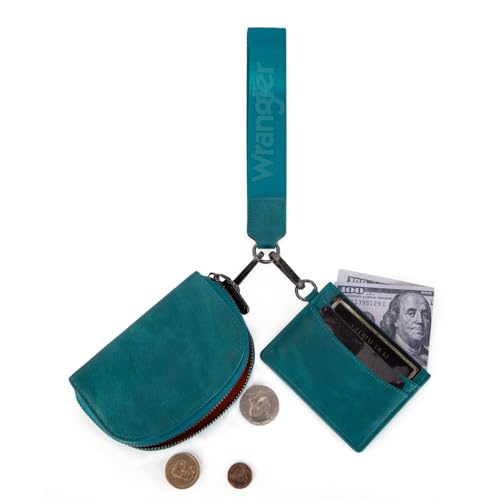 Image of Wrangler KeyChain Wallet Wristlet Wallets for Women Dual Pouch Wristlet with Zipper Womens Credit Card Holder Wallet