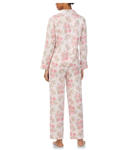 Lauren Ralph Lauren Women's Woven Sleeve Notch Long Pj Set2
