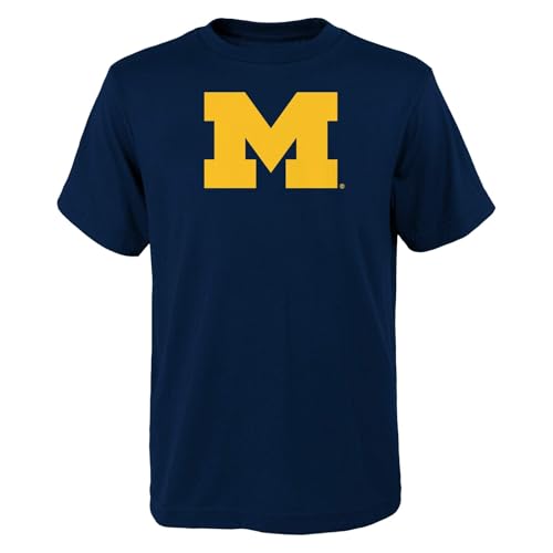 NCAA Kids Youth 4-20 Official Primary Logo Team Color T-Shirt (US Numeric 8 Regular Michigan Wolverines - Navy Michigan Wolverines)