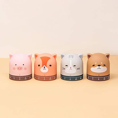 Red Dollar Mechanical Kitchen Timer, 60-Minute Wind Up Dial Rotating Countdown Egg Reminder No Batteries Loud Ring Cute Time Management For Cooking Valentine's Day Spring Gift (Grey) #TOP4