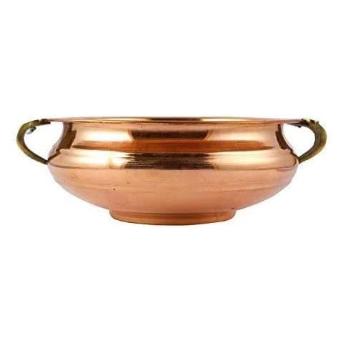 Aatm Copper Urli With Brass Handle Best for Home & Office Decoration & Gift Purpose Handicraft - 8 Inch (We assure the quality only when you buy from Collection) Cover
