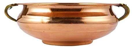 Aatm Copper Urli With Brass Handle Utensil Best For Home & Office Decoration & Gift Purpose Handicraft - 8 Inch (We Assure The Quality Only When You Buy From Collection)