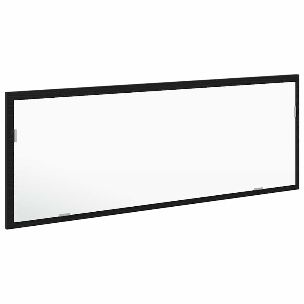 LED Badezimmerspiegel Schwarz Eichen-Optik, 100 x 8,5 x 37 cm, wandmontiert mit LED Streifen und USB 5 V, für Bad, Schminken und Rasur