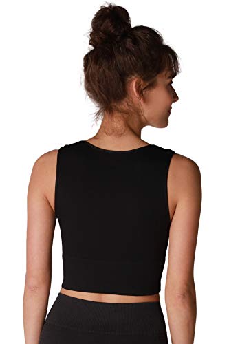 NIKIBIKI Women Seamless Plunge V-Neck Ribbed Crop Top, Made in U.S.A, One Size3