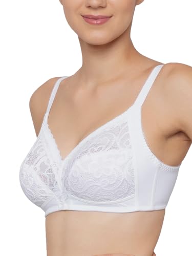 Image of Triumph Delicate Doreen Non Wired Non Padded Big Cup Bra Wireless Full Coverage Lace Everyday Women Bra Retro Support Wide Straps High Center Bridge Lingerie Pack of 1