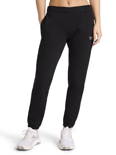 Reebok Womens Rhinestone Jogger Standard Fit 30 Inseam Midweight Cotton-Poly Fabric Black Large
