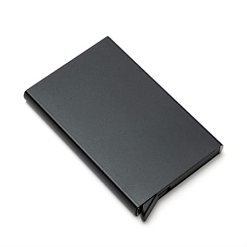 Business Card Holder Card Holder Men and Women Smart Wallet Aluminum Alloy Credit Card Holder RFID Business Casual Anti-Theft Card Holder Mini Purse for Women(Black)