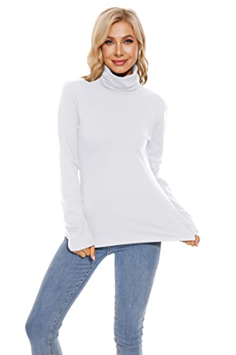 Image of TAIPOVE Cotton Fleece Lined Turtleneck Top for Women Long Sleeve Mock Turtle Neck Lightweight Sweater Thermal Underwear Shirt