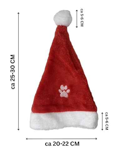 Ciffre Hund Weihnachtsmütze mit Gummiband Nikolausmütze Hund Santa Mütze Dog Für große Hunde