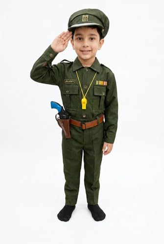 Image of BookMyCostume Kids 6-Pcs Forces & Community Helper Costume Collection - Army, Military, Navy, Police & Soldier Outfits - Fancy Dress for Patriotic Events, School Annual Day, Role-Play & Competitions