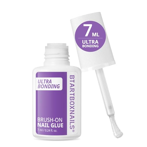 BTArtboxnails Nail Glue for Press Ons - Brush on Glue for Nail Tips & Acrylic Fake Nails HEMA & TPO-free Quick Air Dry & Long-Lasting Mess-Free & Easy Application