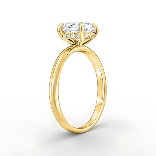 1/2/3 CT Center Moissanite Engagement Rings for Women, 10K/14K/18K Solid Gold Solitare Round/Oval/Pear/Princess/Cushion/Marquise/Radiant Cut Bridal Set Wedding Anniversary Band for Her Wife4