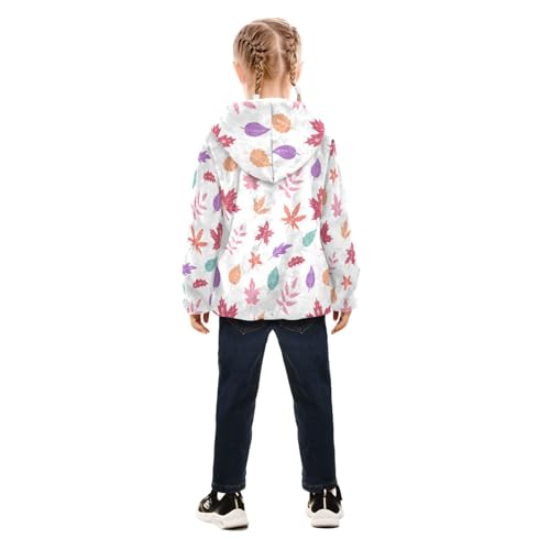 OTVEE Autumn Colorful Leaves Kids Hoodie Jacket Fall Spring Full Zip Warm Outwear Coat4