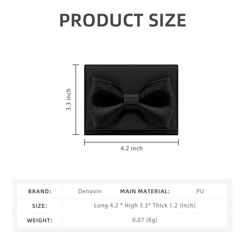 Small Wallets Woman, Cute Tri-fold Ladies Coquette Wallet for Women, Black Bow Credit Card Coin Holder Purse with ID Window for Cash Key Change (Black)2