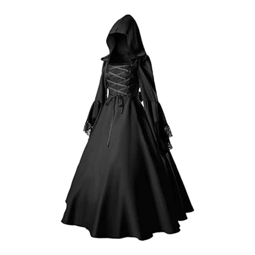 Vestido largo gótico de terciopelo medieval con corte ancho para mujer