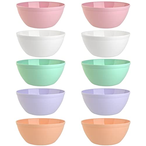 Juego de 10 cuencos para cereales, postres, ensaladas, sopas, arroz, bol multicolor, de plástico, sin BPA, tamaño grande, 900 ml Cover