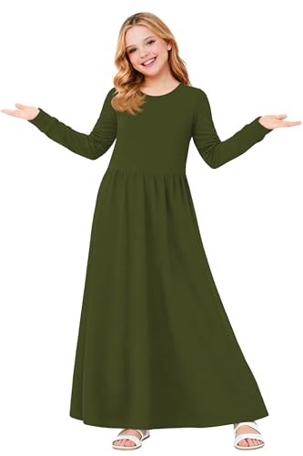Image of Deerose Girls Maxi Dress Short Sleeve Casual Long Dresses with Pockets 5-14 Years