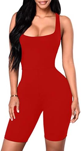 YMDUCHWomen's Sexy One Piece Tank Top Sleeveless Bodycon Club Short Jumpsuit