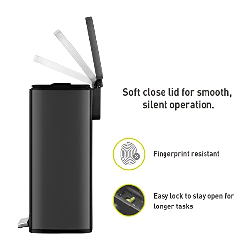 Eko EK9361P-50L-MBS Madison Matte Black 50 Liter/13.2 Gallon Step Trash Can thumb #2