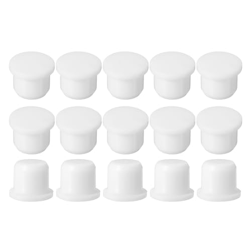 Image of uxcell 15Pcs Silicone Hole Plug, Waterproof Solid T-Shaped Rubber Stoppers Bottle Seal Tube Pipe Plug End Cap for 8.5mm /0.33 inch Hole for Bathtub Bottle, 0.31 inch Plug Height, White