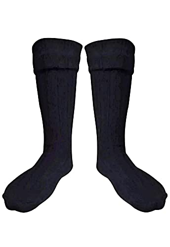 TW SPORTS & KILTS SCOTTISH BLACK KILT HOSE SOCKS FOR MEN - Main Image