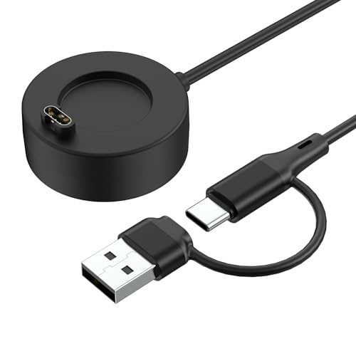 MoKo 2 en 1 Cargador Garmin, Cable Cargador USB C Compatible con Fenix 8/E/7/6, Vivoactive 6/5/4, Forerunner 970/570/965/955/265/255/165/55, Instinct 3/2/1, Venu 4/3/2, Cable de Carga 1 m, Negro
