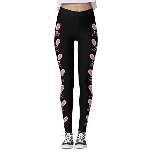 Easter Day Rabbit Carrot Eggs Print Yoga Pants High Waisted Leggings Tummy Control Soft Gym Fitness Girl (#Pink, XL)3