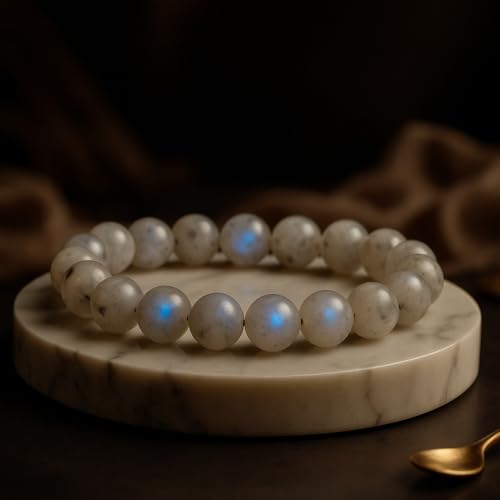 Image of ANAYA AGATE Healing Crystal Bracelet for Women and Men - 8mm Round Beaded Bracelet for Men and Women - Unisex Stretchy Gemstone Bracelet for Healing and Protection