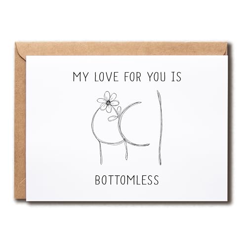 NDHGifts My Love For You Is Bottomless - Humour Card - Funny Card - Love Card - Romantic Card - Card For Wife Husband - Gift For Boyfriend Girlfriend