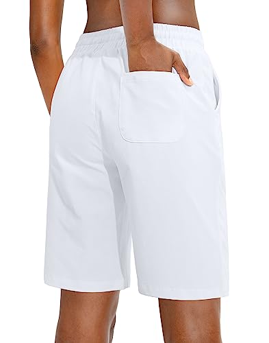 Viodia Women's Bermuda 10" Long Shorts with Pockets Cotton Sweat Shorts Jersey Knee Length Shorts for Summer3