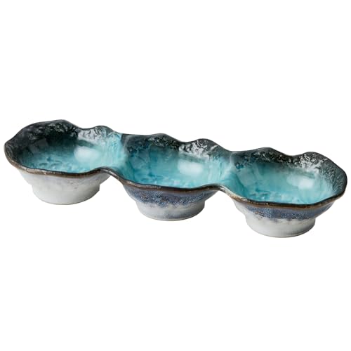 TAMAKI 小鉢3連 青 電子レンジ対応 小鉢 ボウル 美濃焼 和食用 28×9×高さ4cm T-960509のサムネイル