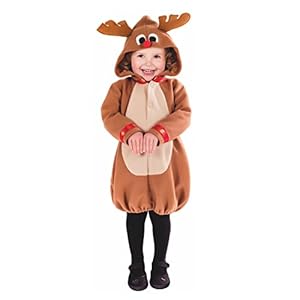 Fun Shack Disfraz Reno Niño, Traje Reno Niño, Disfraz Reno Niña, Disfraz Niña Reno, Disfraz Reno Bebe, Reno Disfraz Niño, Disfraz Ciervo Niño, Disfraz Ciervo Niña, Disfraz Navidad Niño Talla 1-2 Años