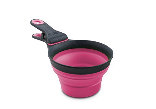 Dexas Popware for Pets Collapsible KlipScoop, 1 Cup Capacity, Gray/Pink