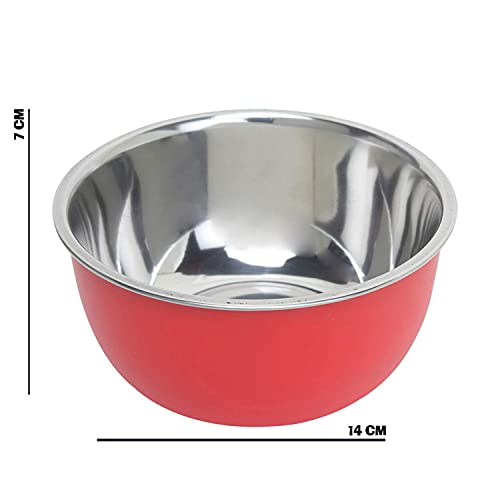 Image of Zaib Microwave Safe Stainless Steel Food Storage Bowl with Lid | Snack Serving Cooked Food Storage Container for Kitchen Capacity- 500 ML Each (Multicolor White Lid)