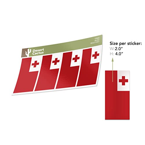Pegatinas de Tonga de 4 pulgadas impermeables pack de 4 banderas para cristal 4