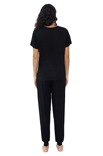 Joyaria Women Cooling Pajama Bamboo Viscose Sleepwear Short Sleeve Breathable Soft PJ Jogger Set Moisture Wicking4