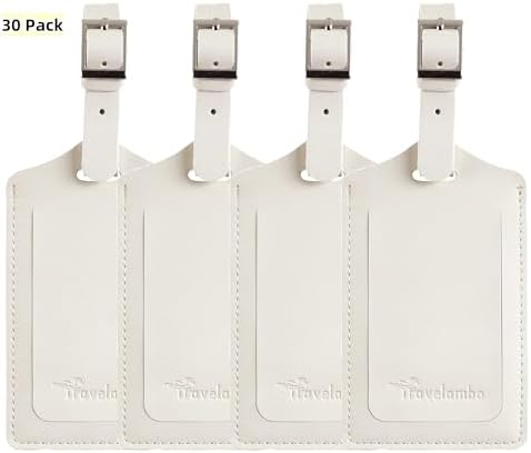 Travelambo Luggage Tags for Suitcases PU Leather Travel Tags Bag Tags Privacy Protection Travel Essentials
