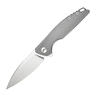 FerraMonster Taschenmesser Klappmesser Outdoor Messer Survival Messer EDC Einhandmesser mit Taschenclip, Tasche - M390 Stahl, Griff mit Titan - Männer Geschenk (Grey - 02)
