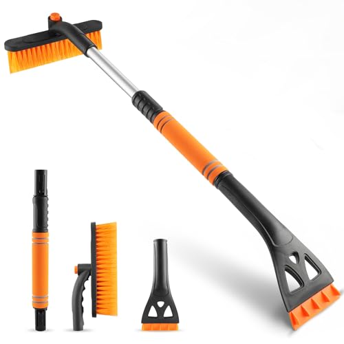 LivTee Ice Scraper and Snow Brush for Car Windshield, 32' Extendable Snow Removal Tool with...