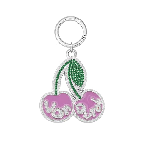Cherry Rhinestone - Pink, Hinged Key Ring