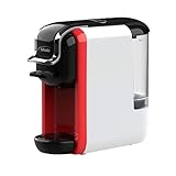 Cafetera Viva 3 Multicompatible con cápsulas Nespresso, Dolce Gusto y Café Espresso Molido, 19 bares de presión,1450W, Color Blanco+Rojo