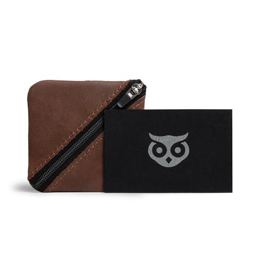 Image of Hide & Drink, Slash Zippered Pouch, Change Holder, and Storage for Pocket and Purse Organization with Zipper, Full Grain Leather, Handmade (Bourbon Brown)