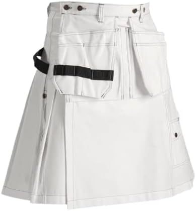 Scottish Kilts for Men’s Fashion – White Utility Work Kilt for Sale
