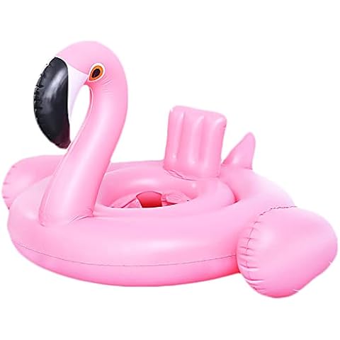 Irtyif Childrens Swimming Ring, Flamingo Ring Float, Inflatable and Durable Round Animal Swimming Ring, Pink Flamingo Swimming Ring, Summer Swimming Pool Beach Party Swimming Floats, Water Park Toys Cover