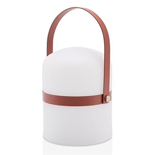 LUUK LIFESTYLE Linterna de diseño móvil para exteriores en estilo escandinavo, lámpara de mesa para terraza, jardín y camping, en terracota mate